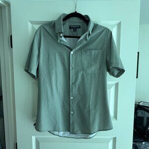 Mizzen+Main Leeward Short Sleeve - Sage Square Print, Medium, Trim Regular